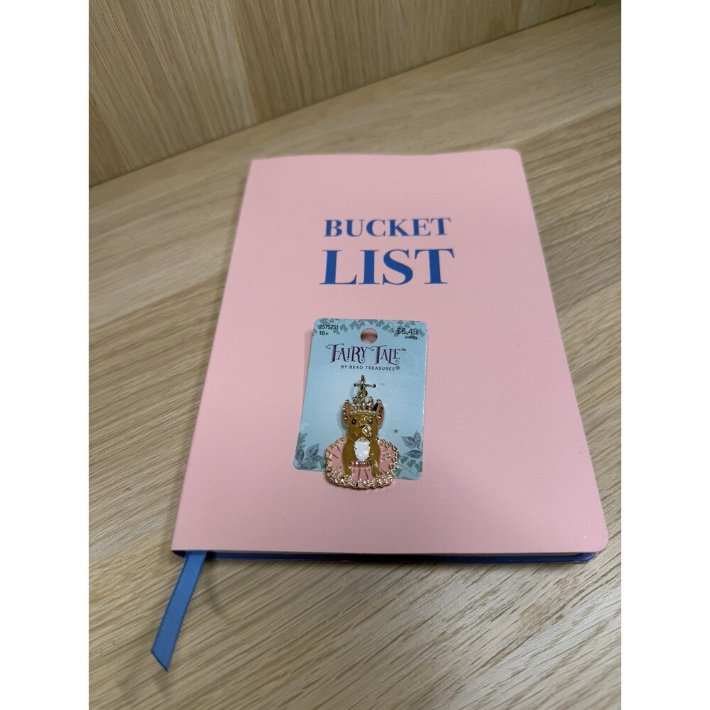 Velvet Writing Journal and French Bulldog with Crown/Tutu Charm Thoughtful Gift